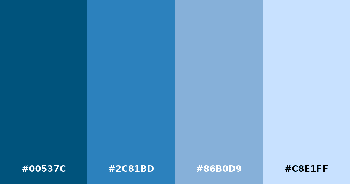 Color palette #00537C #2C81BD #86B0D9 #C8E1FF