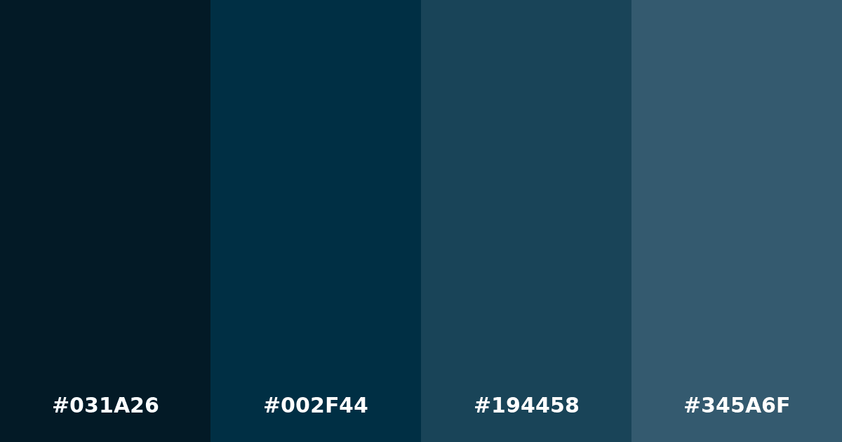 Color palette #031A26 #002F44 #194458 #345A6F