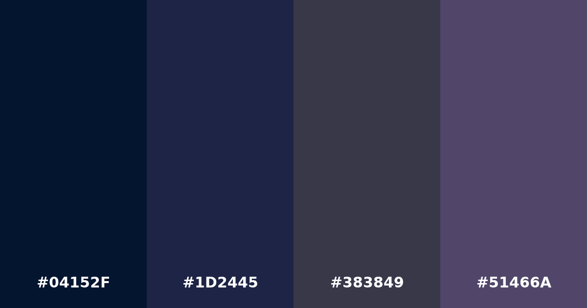 Color palette #04152F #1D2445 #383849 #51466A