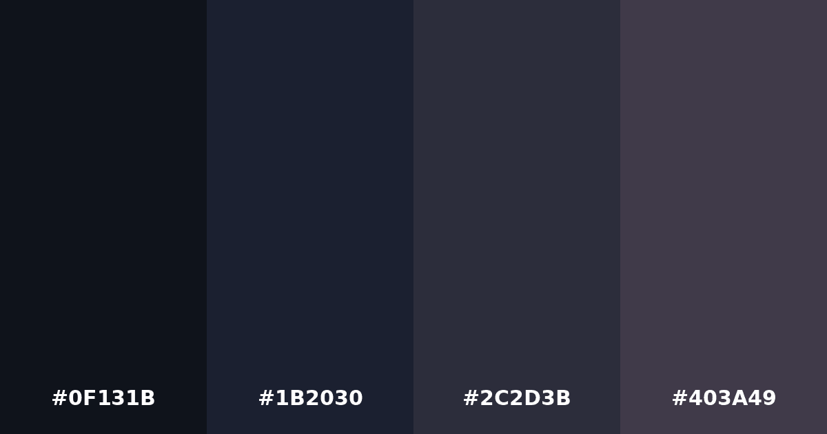 Color palette #0F131B #1B2030 #2C2D3B #403A49