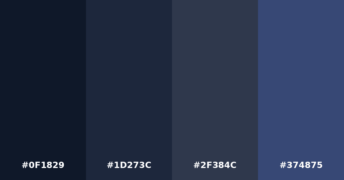Color palette #0F1829 #1D273C #2F384C #374875