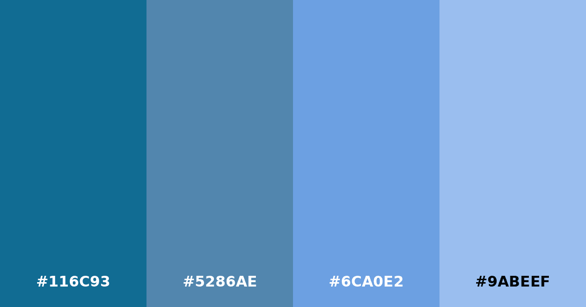 Color palette #116C93 #5286AE #6CA0E2 #9ABEEF