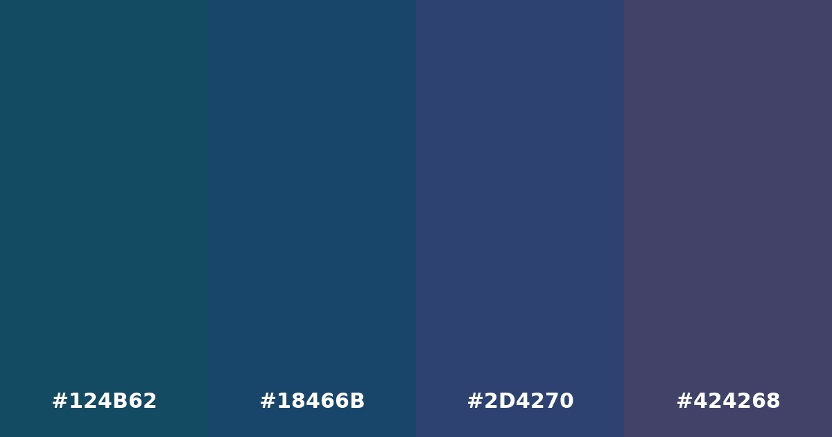 Color palette #124B62 #18466B #2D4270 #424268