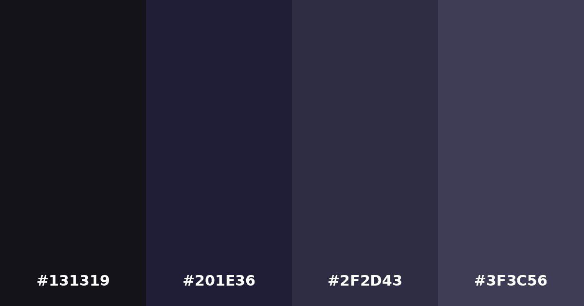 Color palette #131319 #201E36 #2F2D43 #3F3C56