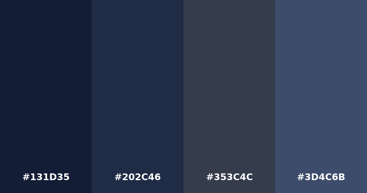 Color palette #131D35 #202C46 #353C4C #3D4C6B