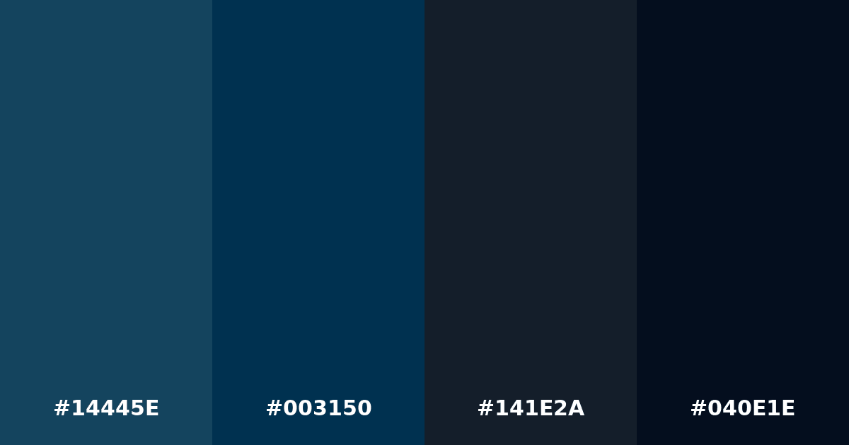 Color palette #14445E #003150 #141E2A #040E1E