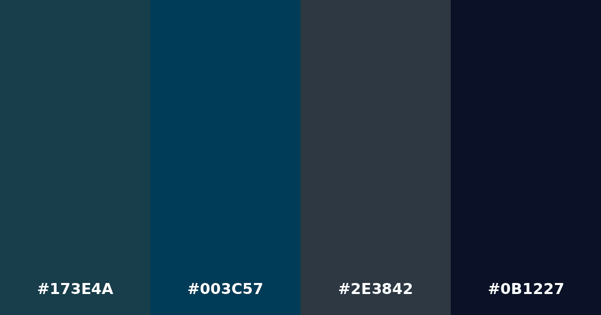 Color palette #173E4A #003C57 #2E3842 #0B1227