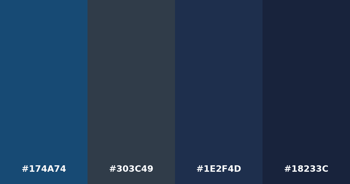 Color palette #174A74 #303C49 #1E2F4D #18233C