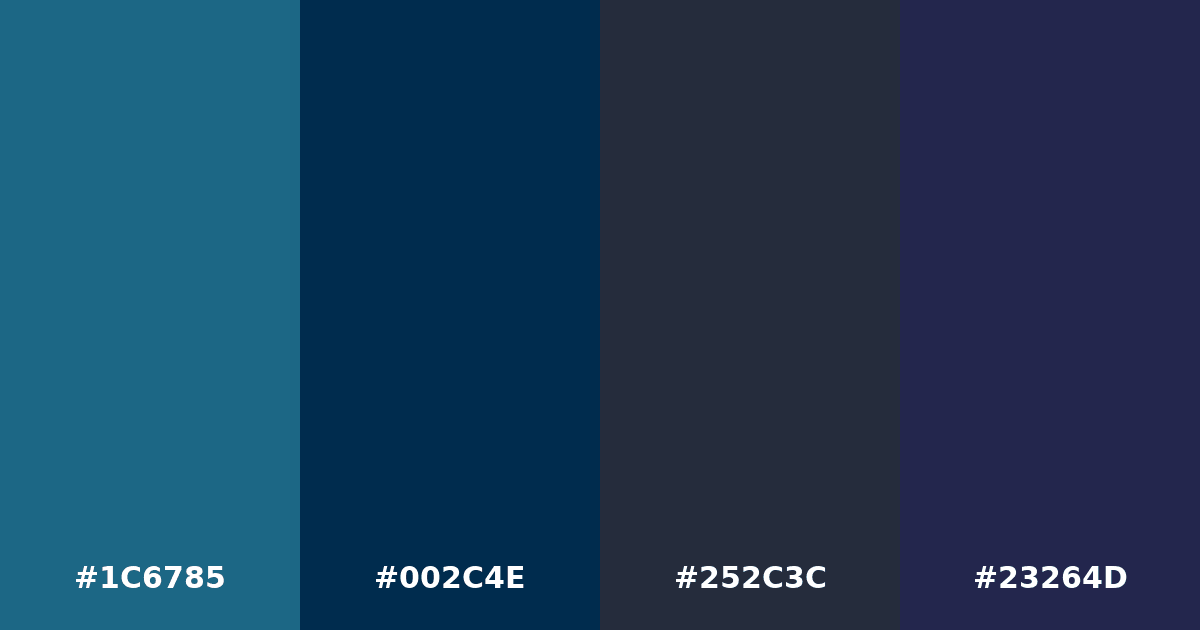 Color palette #1C6785 #002C4E #252C3C #23264D