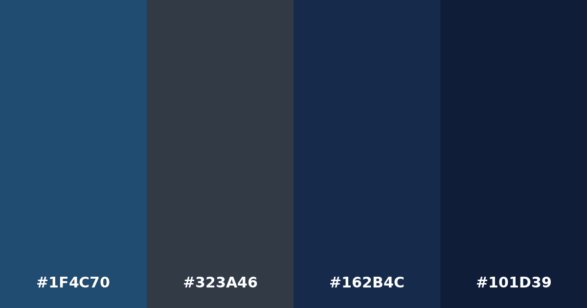 Color palette #1F4C70 #323A46 #162B4C #101D39