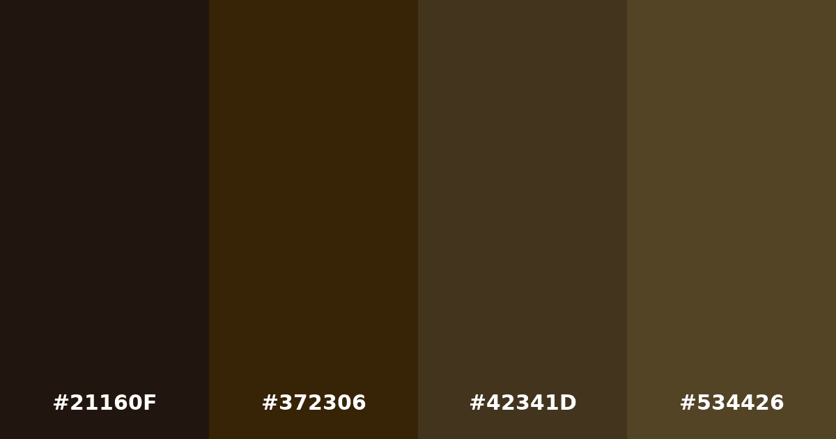 Color palette #21160F #372306 #42341D #534426