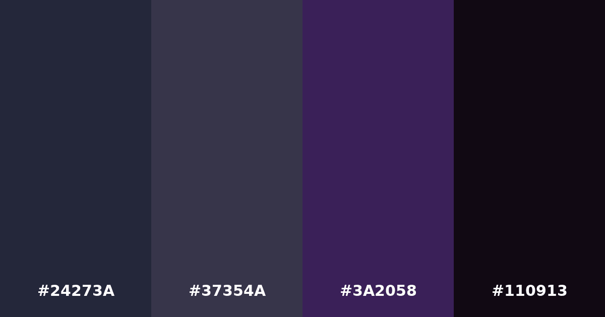 Color palette #24273A #37354A #3A2058 #110913