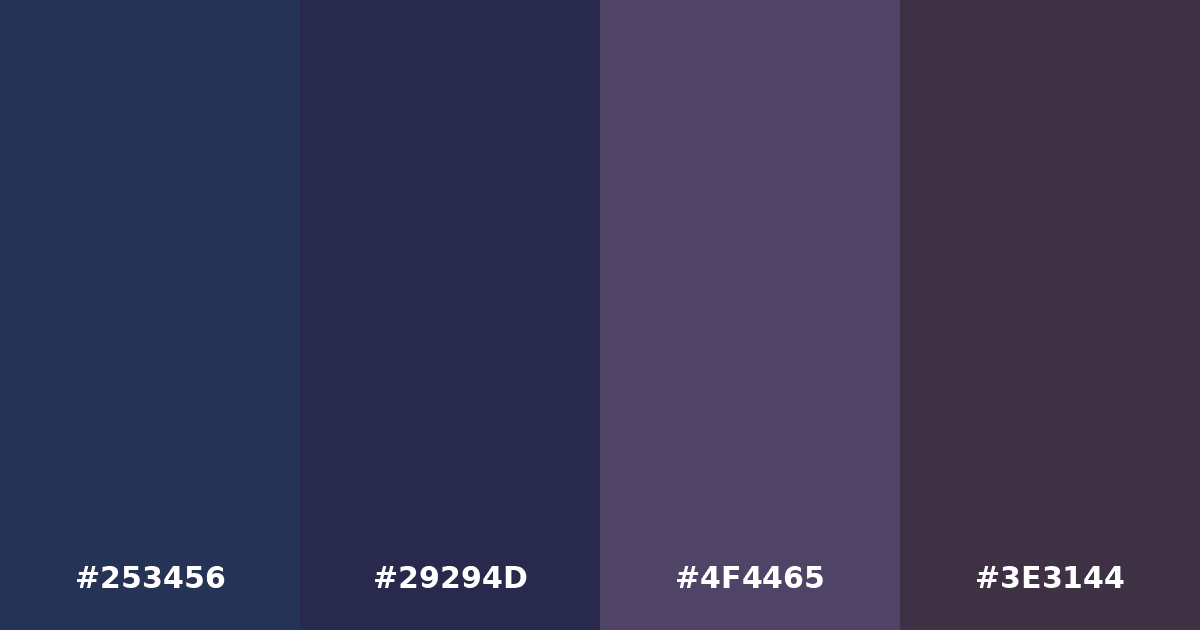 Color palette #253456 #29294D #4F4465 #3E3144