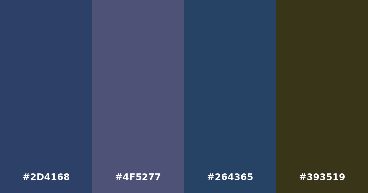 Color palette #2D4168 #4F5277 #264365 #393519