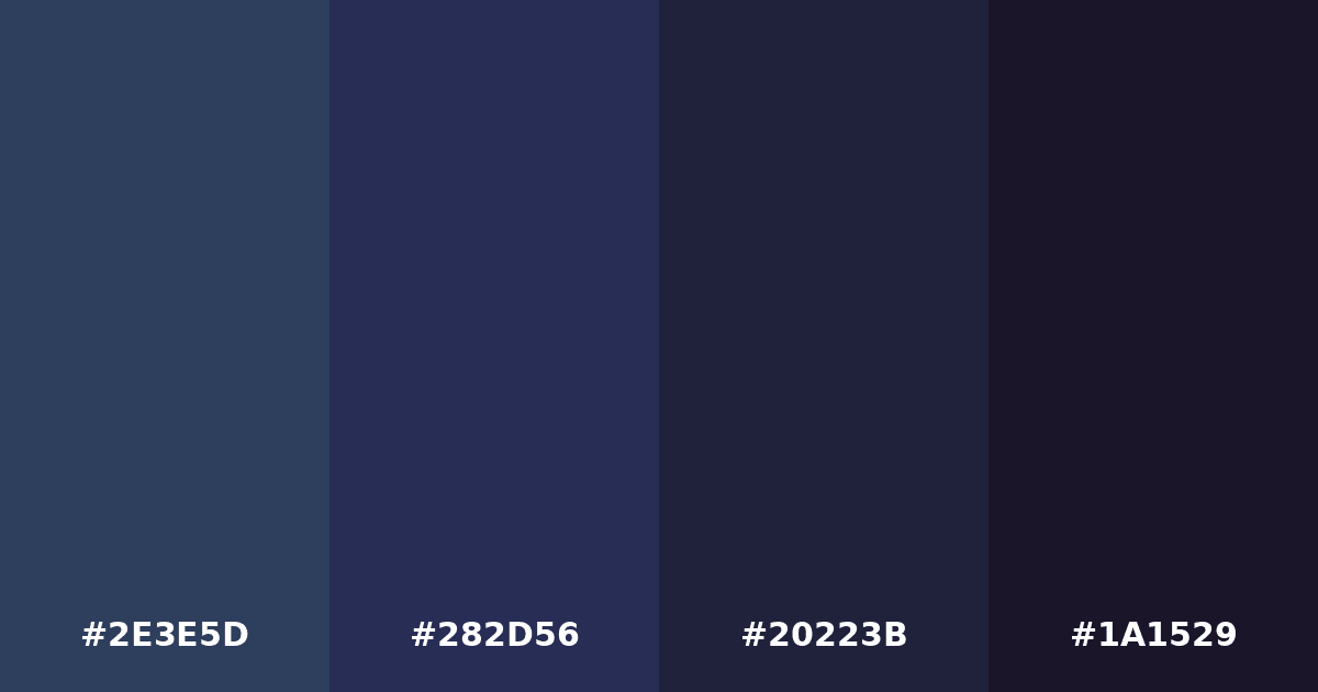 Color palette #2E3E5D #282D56 #20223B #1A1529