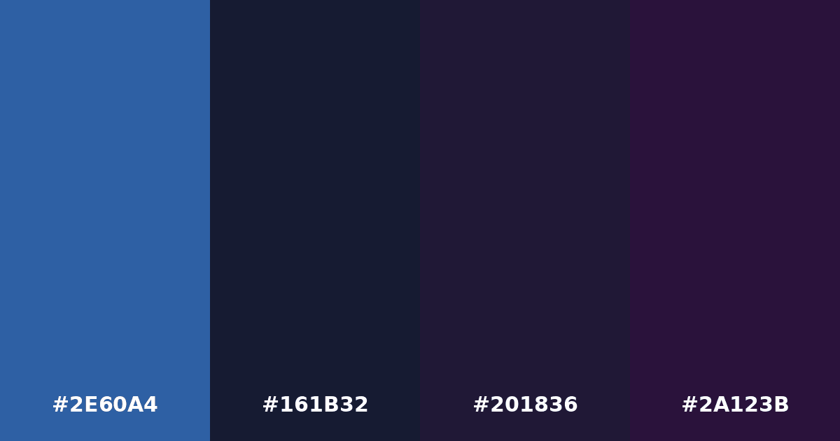 Color palette #2E60A4 #161B32 #201836 #2A123B