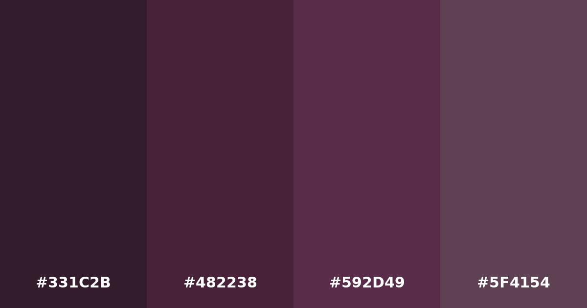 Color palette #331C2B #482238 #592D49 #5F4154