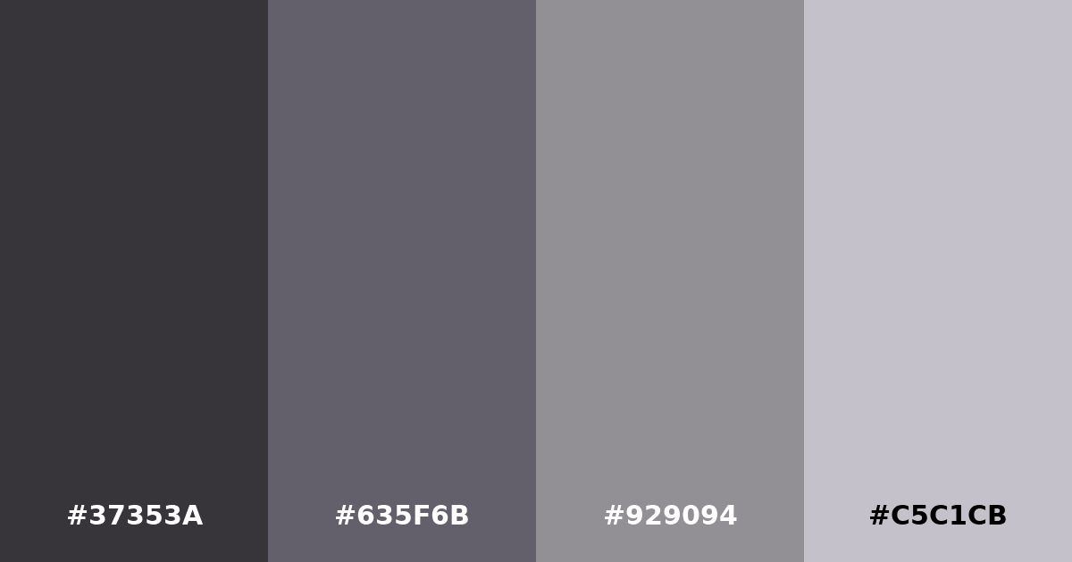 Color palette #37353A #635F6B #929094 #C5C1CB