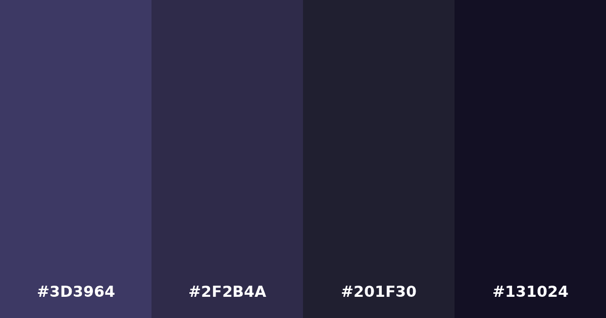 Color palette #3D3964 #2F2B4A #201F30 #131024