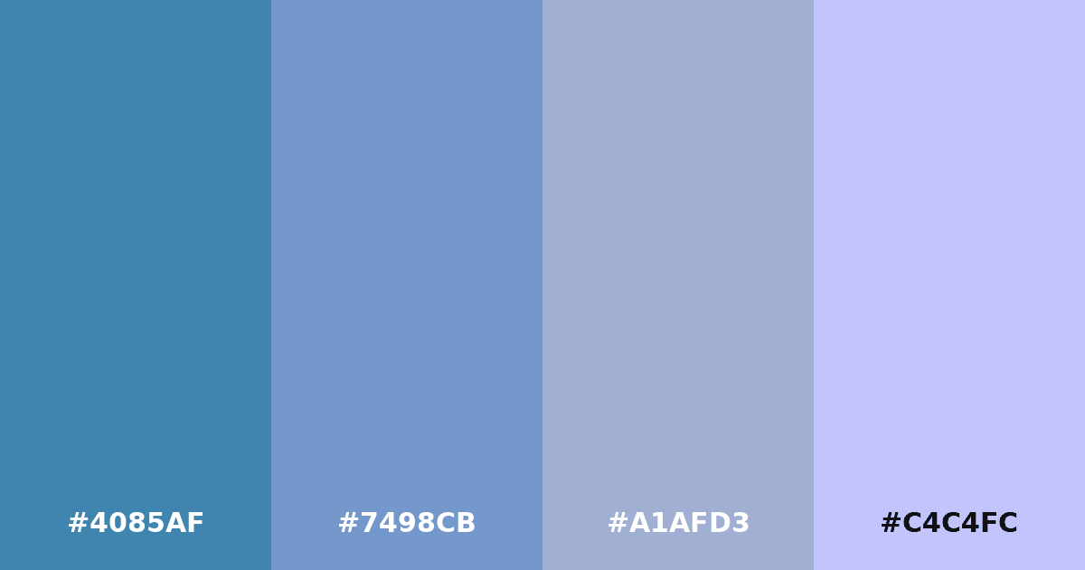 Color palette #4085AF #7498CB #A1AFD3 #C4C4FC