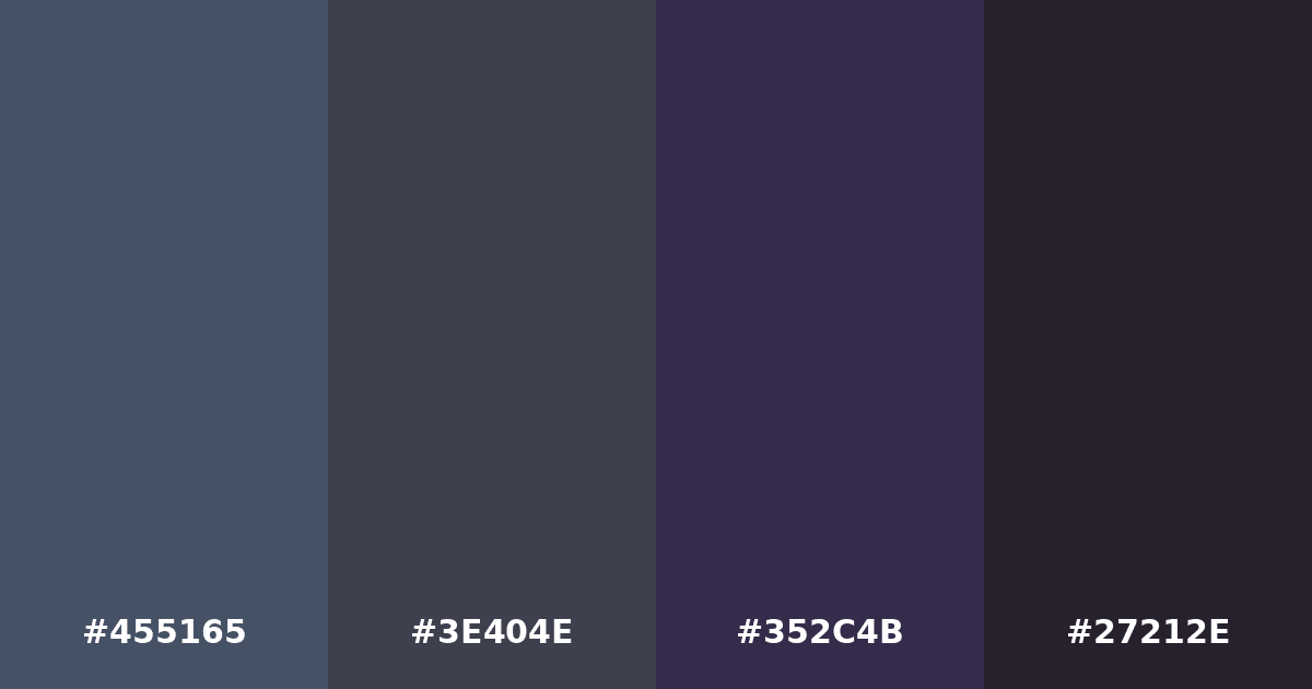 Color palette #455165 #3E404E #352C4B #27212E