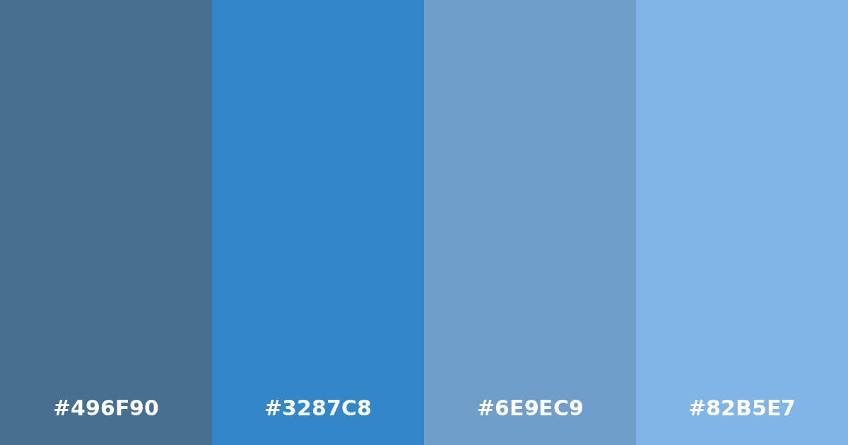 Color palette #496F90 #3287C8 #6E9EC9 #82B5E7