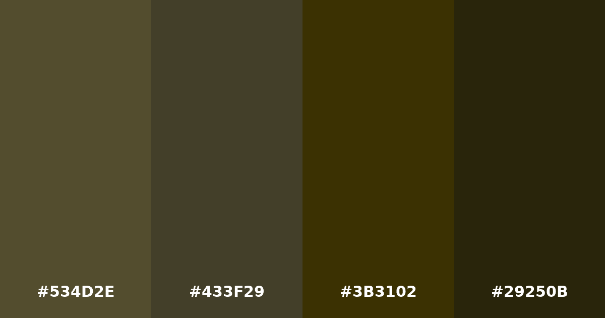 Color palette #534D2E #433F29 #3B3102 #29250B