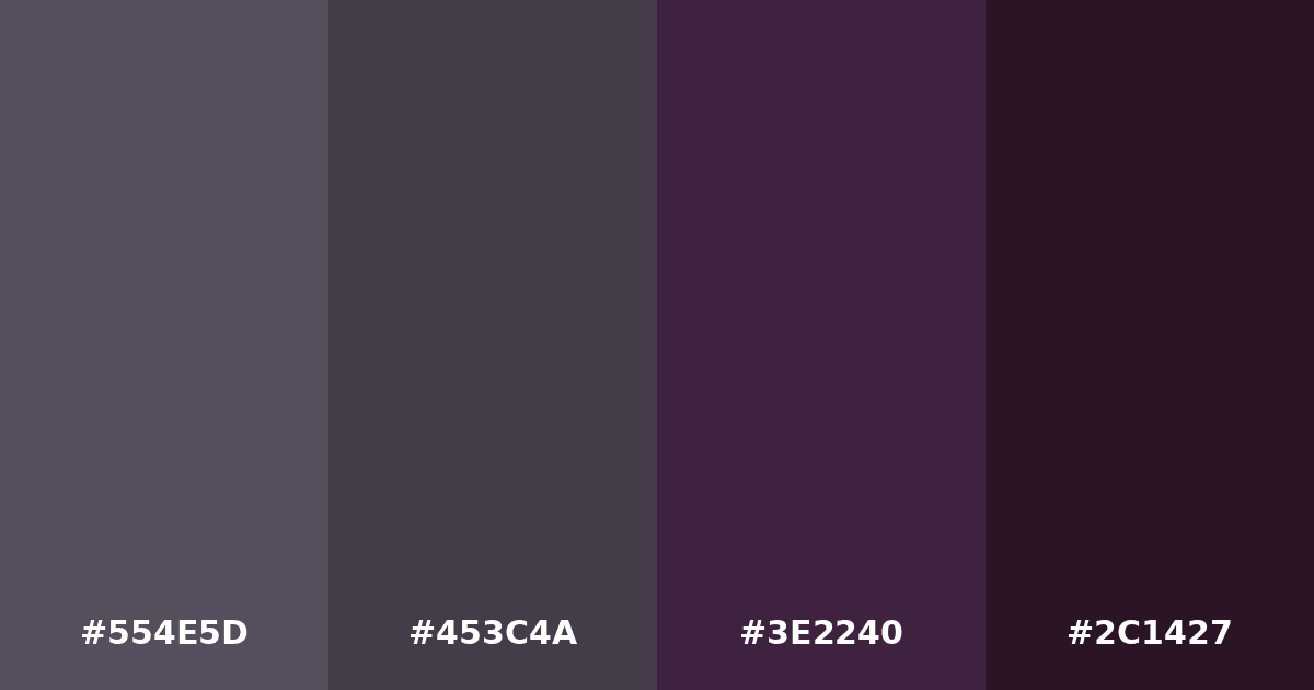 Color palette #554E5D #453C4A #3E2240 #2C1427