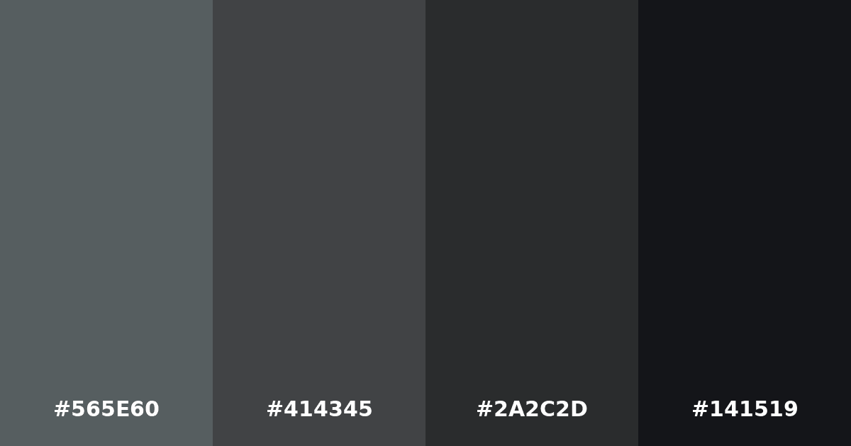 Color palette #565E60 #414345 #2A2C2D #141519