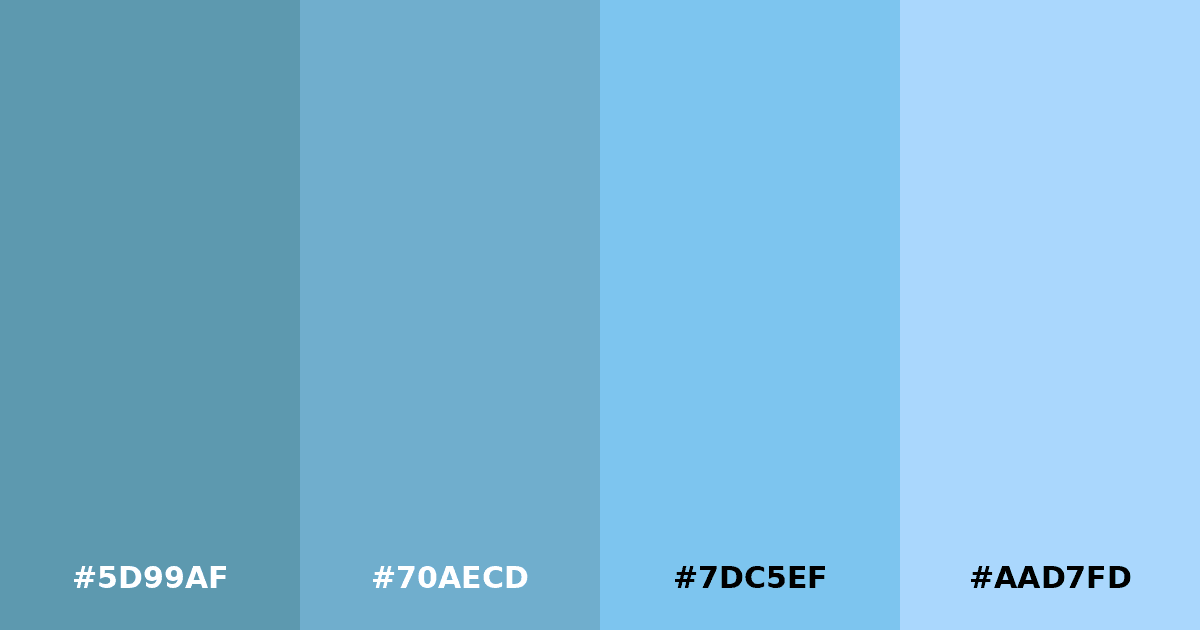 Color palette #5D99AF #70AECD #7DC5EF #AAD7FD