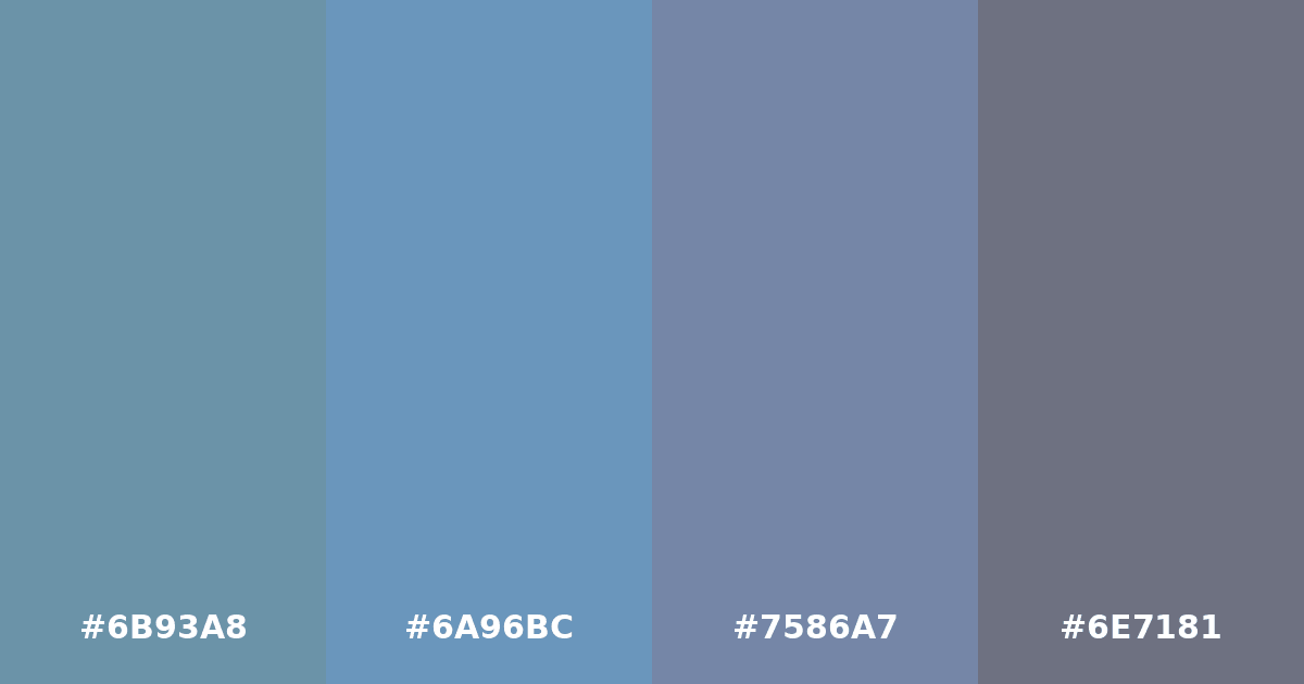 Color palette #6B93A8 #6A96BC #7586A7 #6E7181