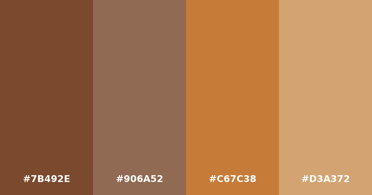 Color palette #7B492E #906A52 #C67C38 #D3A372