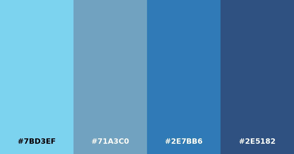 Color palette #7BD3EF #71A3C0 #2E7BB6 #2E5182