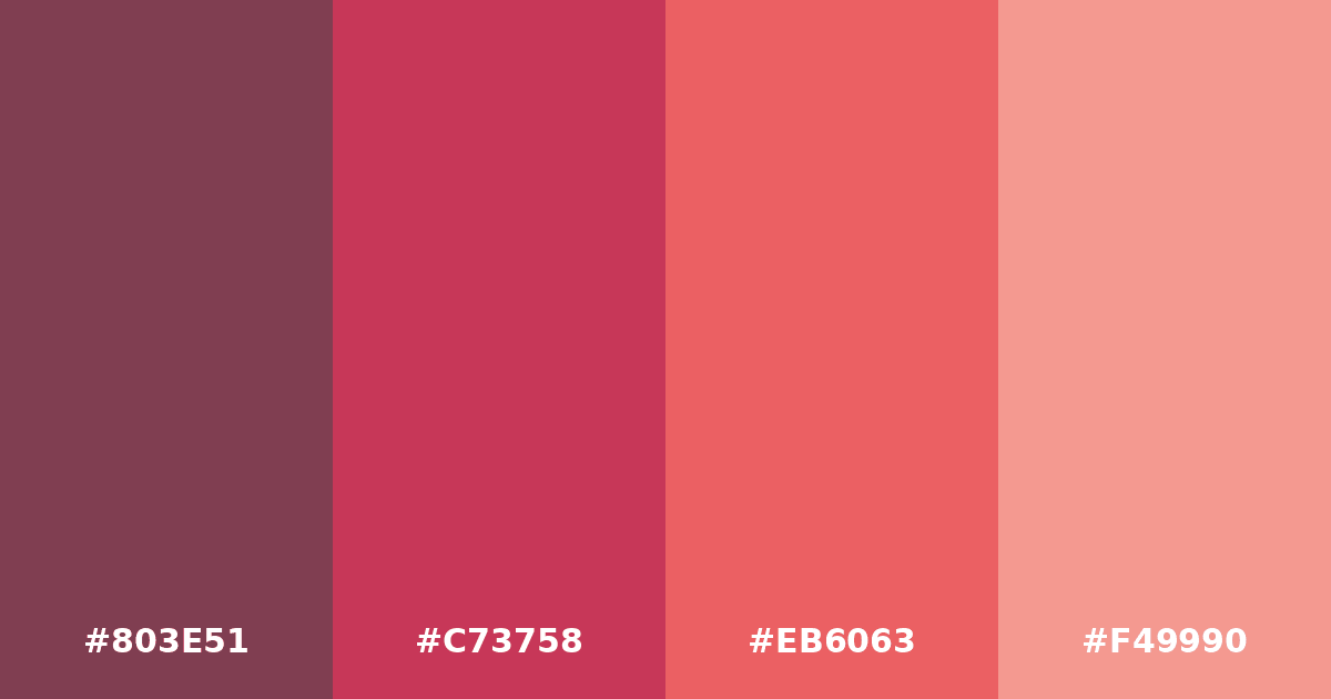 Color palette #803E51 #C73758 #EB6063 #F49990