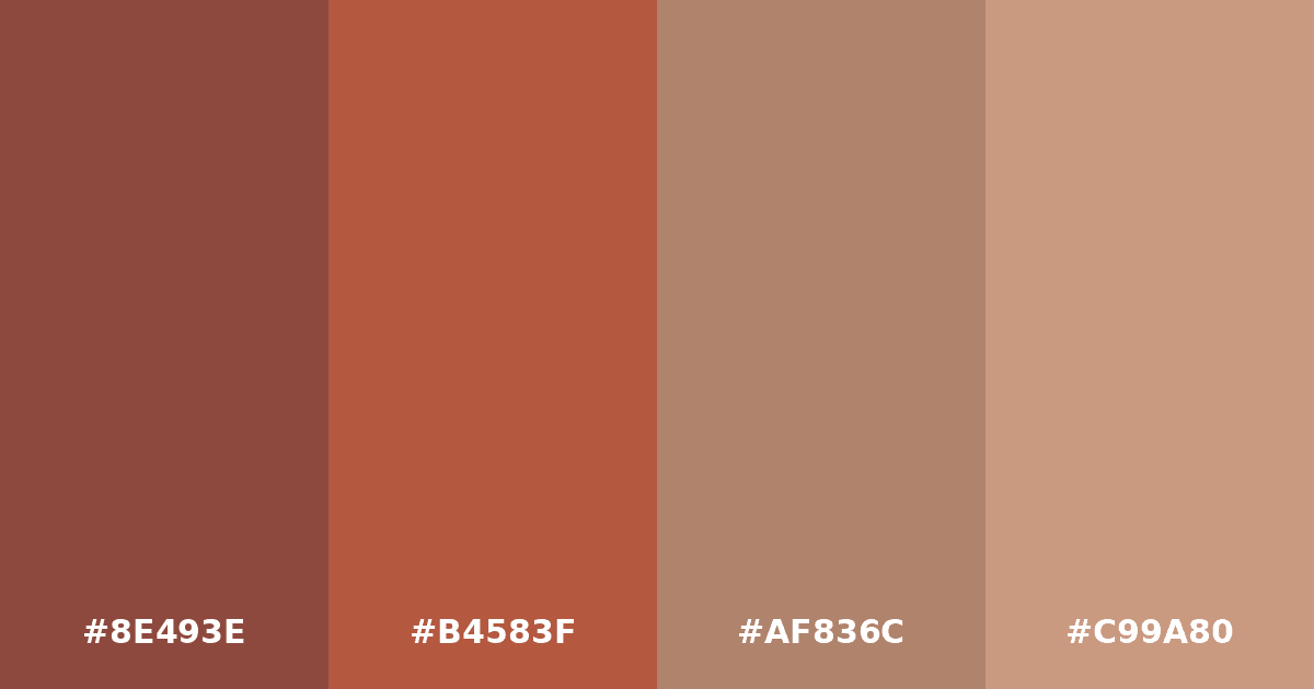 Color palette #8E493E #B4583F #AF836C #C99A80