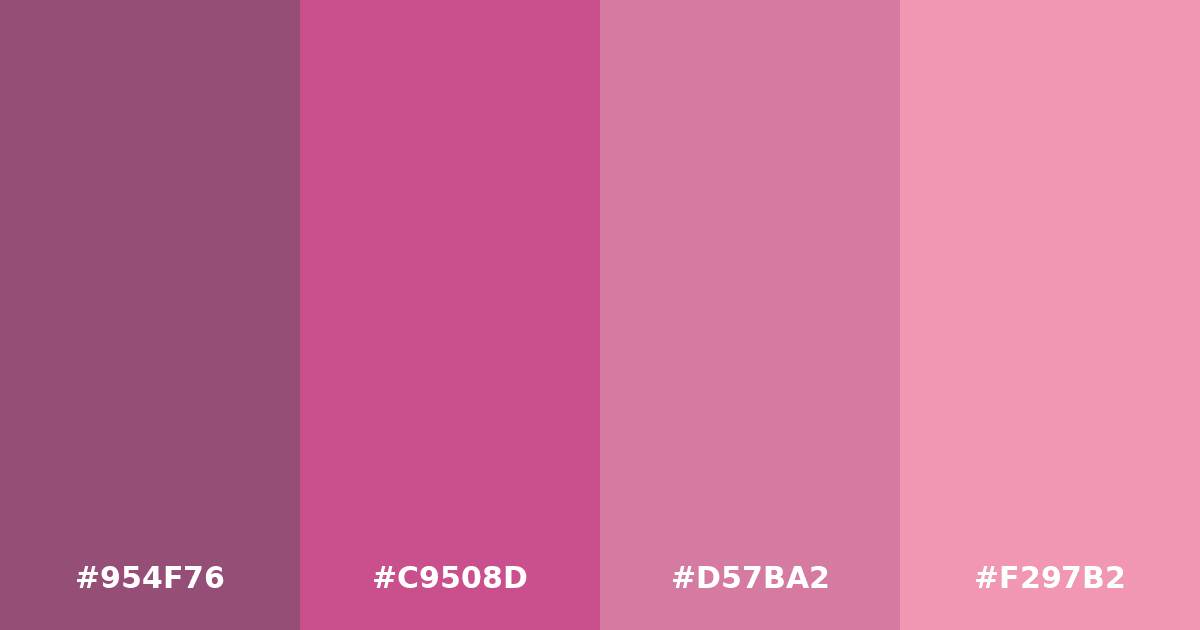 Color palette #954F76 #C9508D #D57BA2 #F297B2