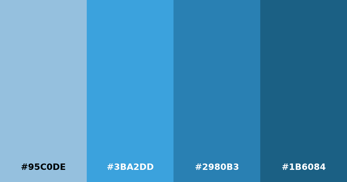 Color palette #95C0DE #3BA2DD #2980B3 #1B6084