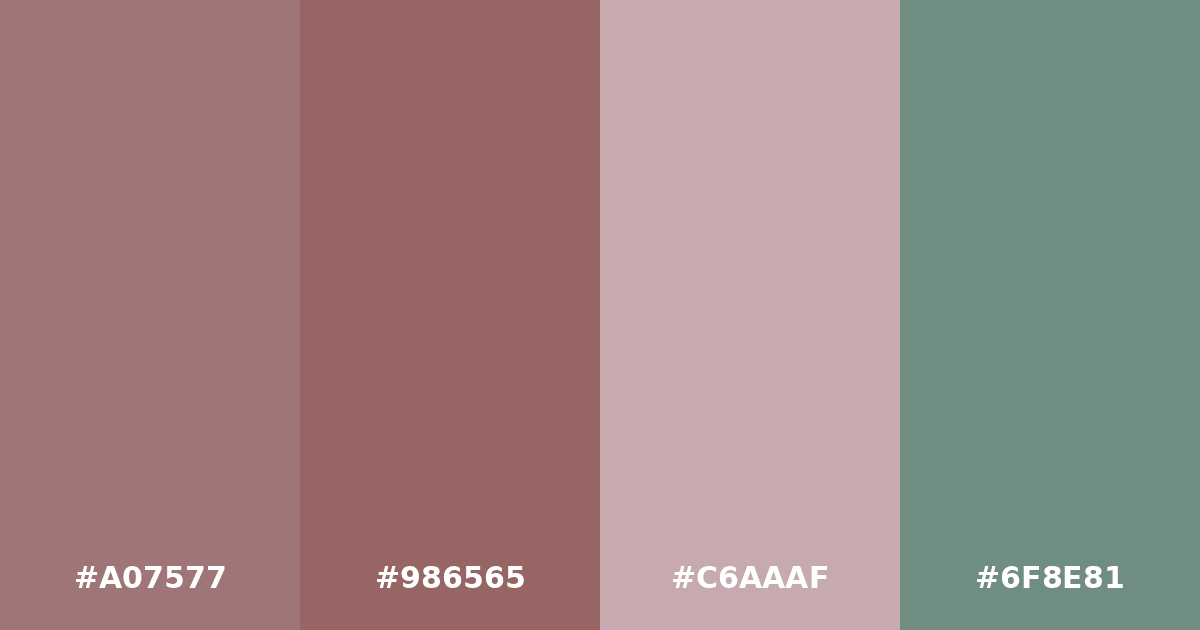 Color palette #A07577 #986565 #C6AAAF #6F8E81