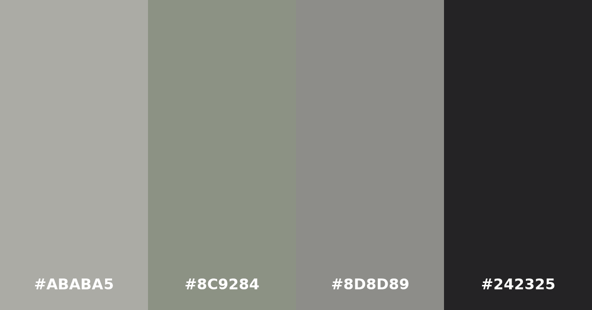 Color palette #ABABA5 #8C9284 #8D8D89 #242325