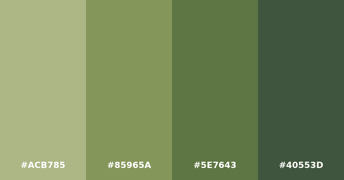 Color palette #ACB785 #85965A #5E7643 #40553D