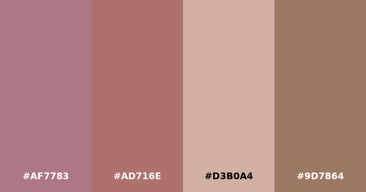 Color palette #AF7783 #AD716E #D3B0A4 #9D7864
