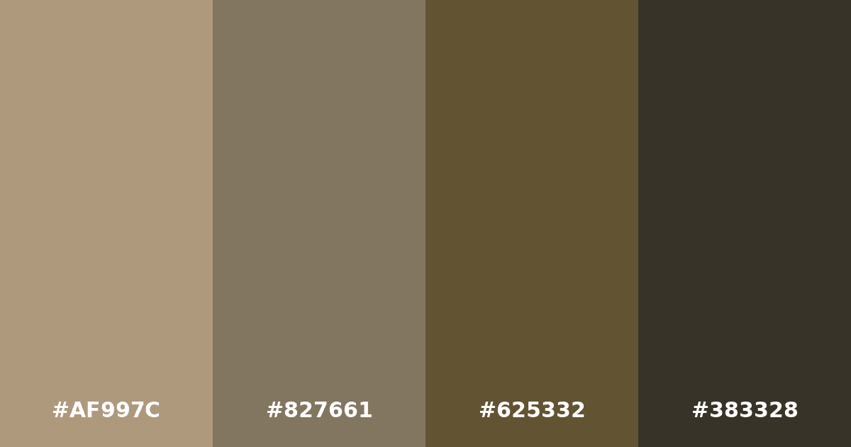 Color palette #AF997C #827661 #625332 #383328