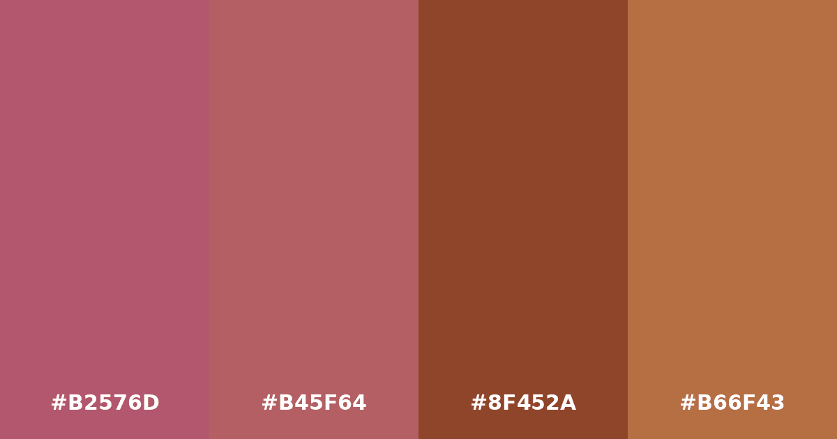 Color palette #B2576D #B45F64 #8F452A #B66F43