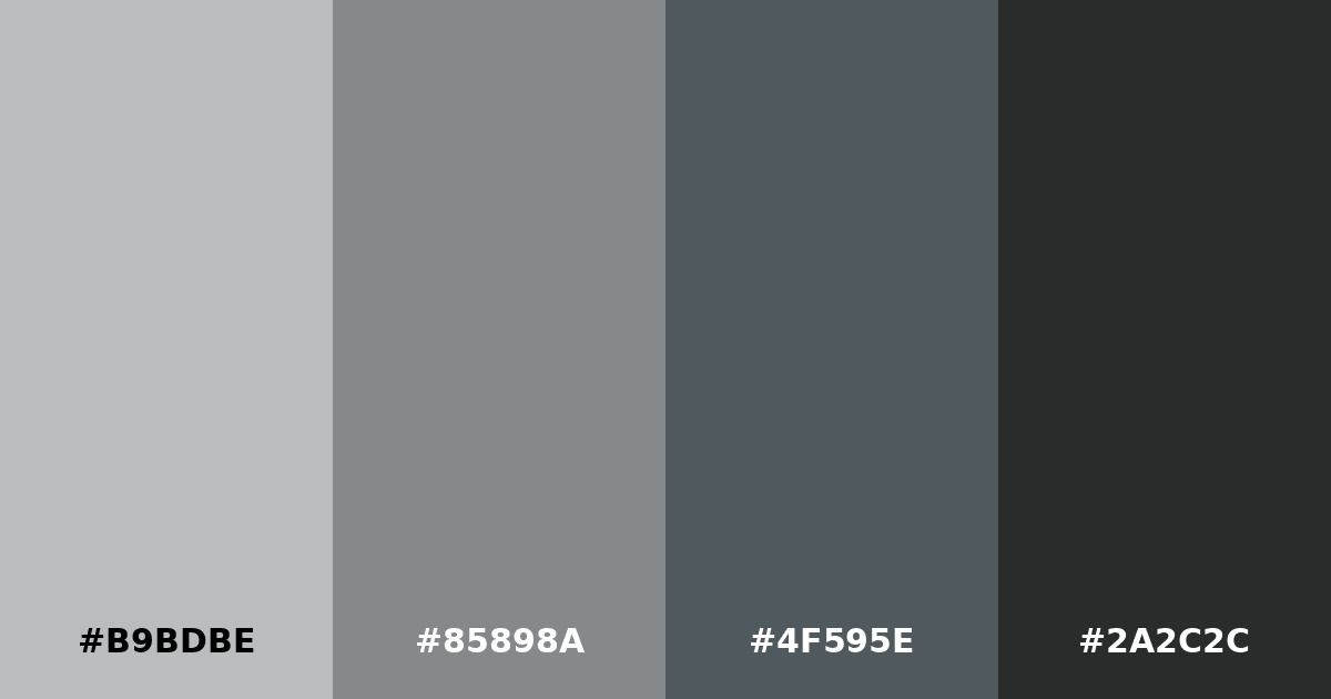 Color palette #B9BDBE #85898A #4F595E #2A2C2C