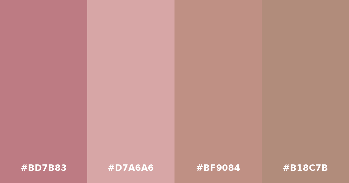 Color palette #BD7B83 #D7A6A6 #BF9084 #B18C7B