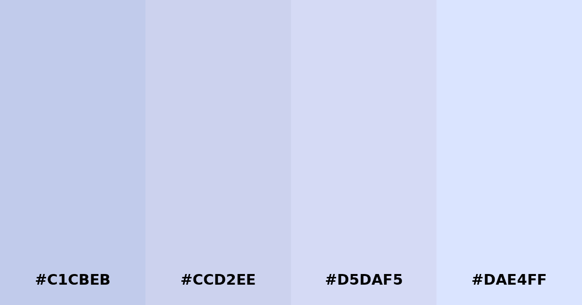 Color palette #C1CBEB #CCD2EE #D5DAF5 #DAE4FF
