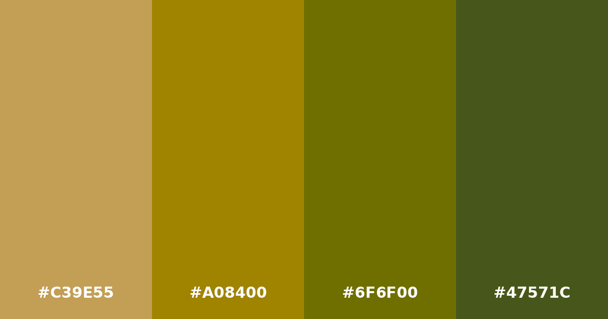 Color palette #C39E55 #A08400 #6F6F00 #47571C
