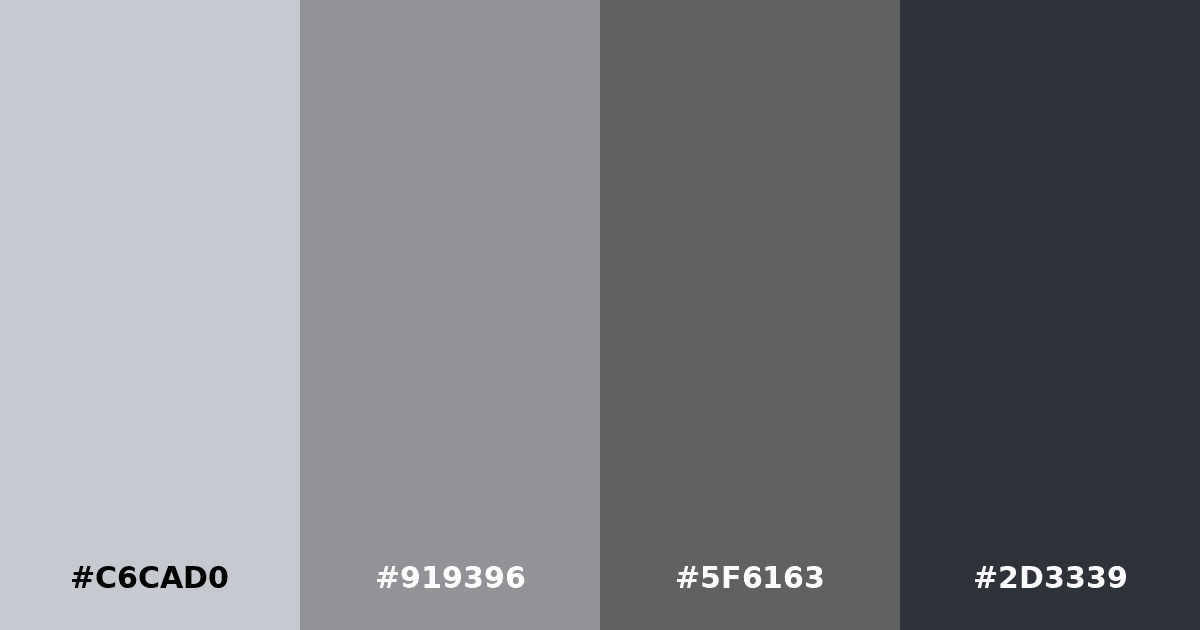 Color palette #C6CAD0 #919396 #5F6163 #2D3339