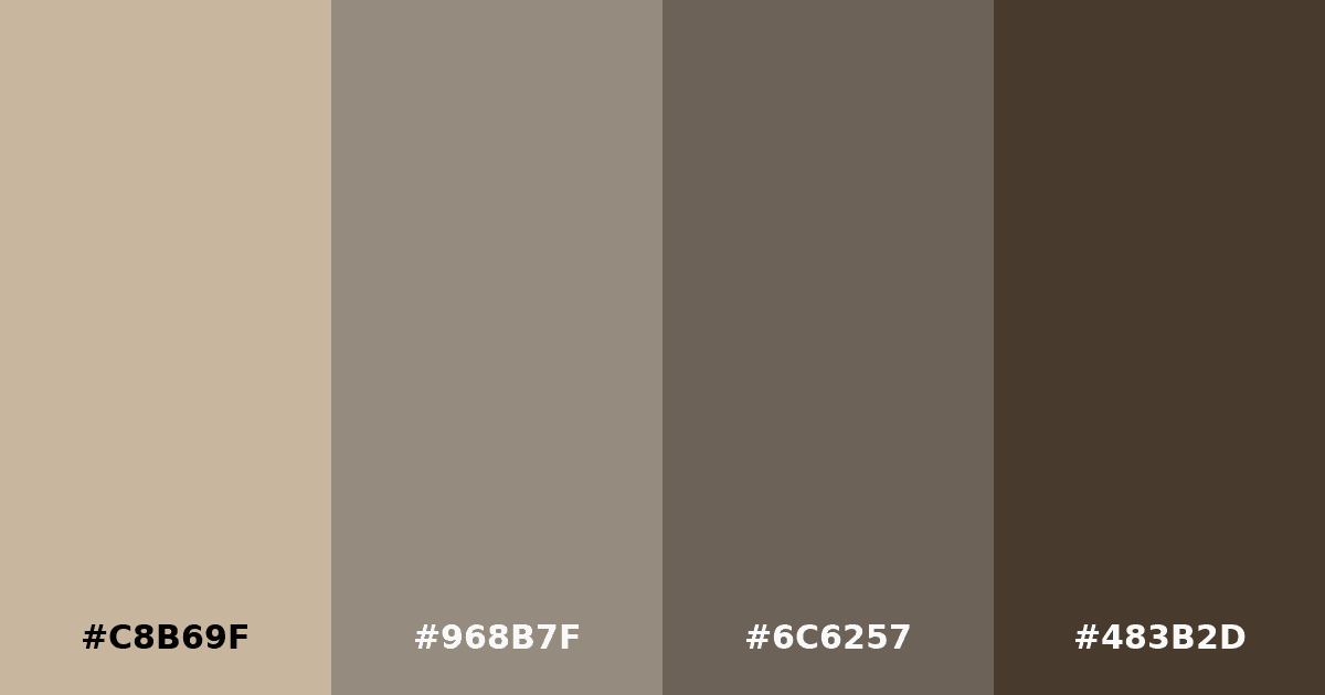 Color palette #C8B69F #968B7F #6C6257 #483B2D
