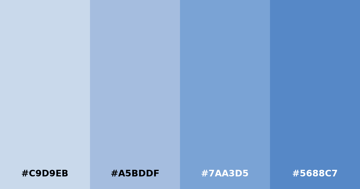 Color palette #C9D9EB #A5BDDF #7AA3D5 #5688C7